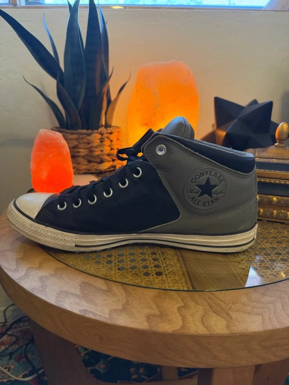 Converse Men’s Black and Gray High-Top Sneakers - Picture 6 of 9